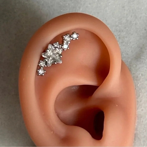 Modest Lu Jewelry - COPY - COPY - Silver Crystal Arch Cartilage Earring Brand New